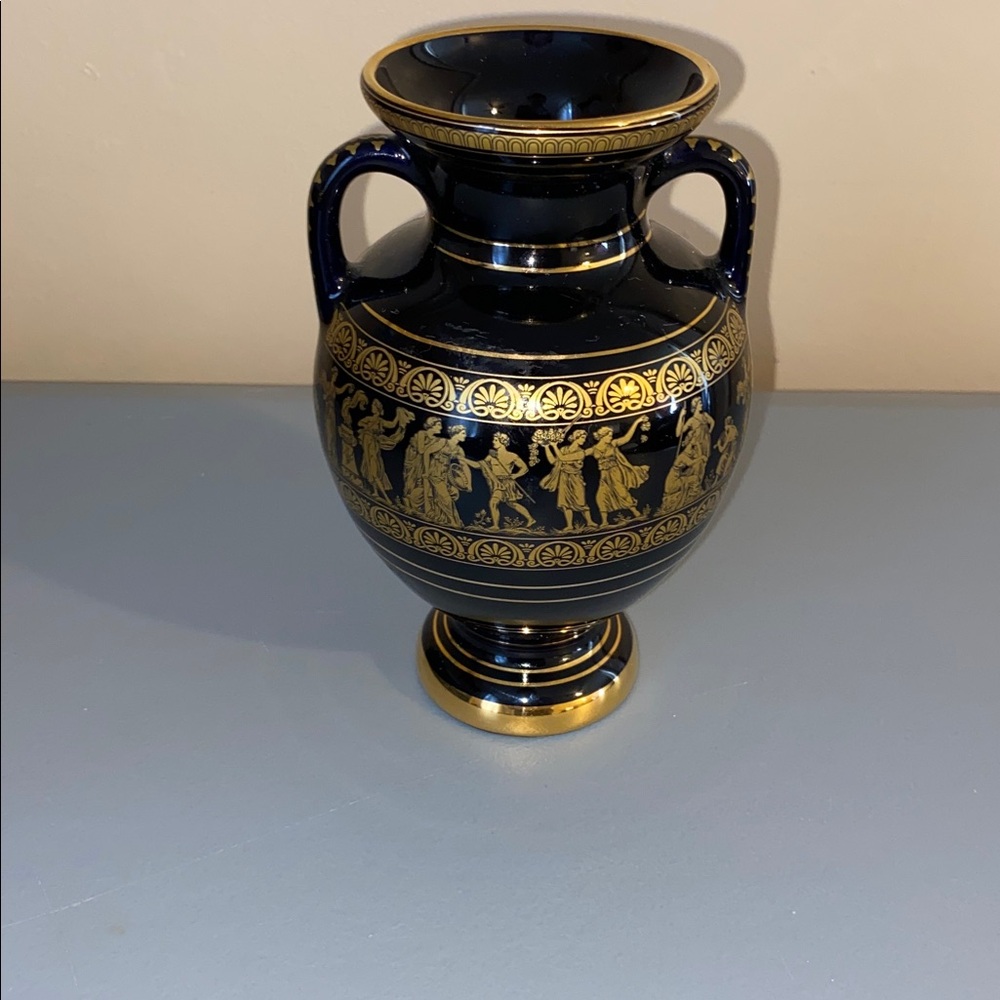 Spyropoulos Dark Cobalt Blue 24K handmade Vase